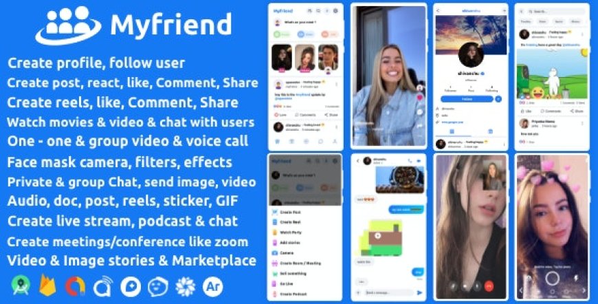 Myfriend v3.1 - Friend Chat Post Tiktok Follow Radio Group ecommerce Zoom Live clone social network app