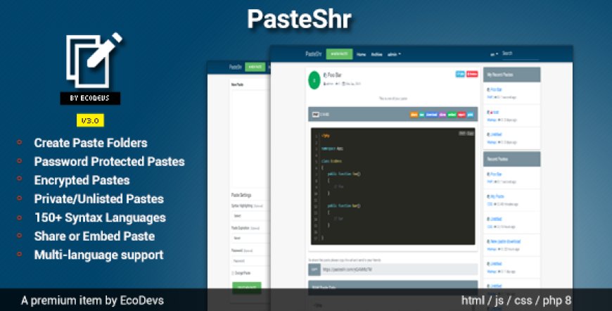 PasteShr v3.2.5 - Text Hosting & Sharing Script - nulled