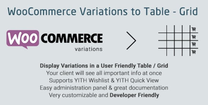 Woocommerce Variations to Table - Grid v1.5.6