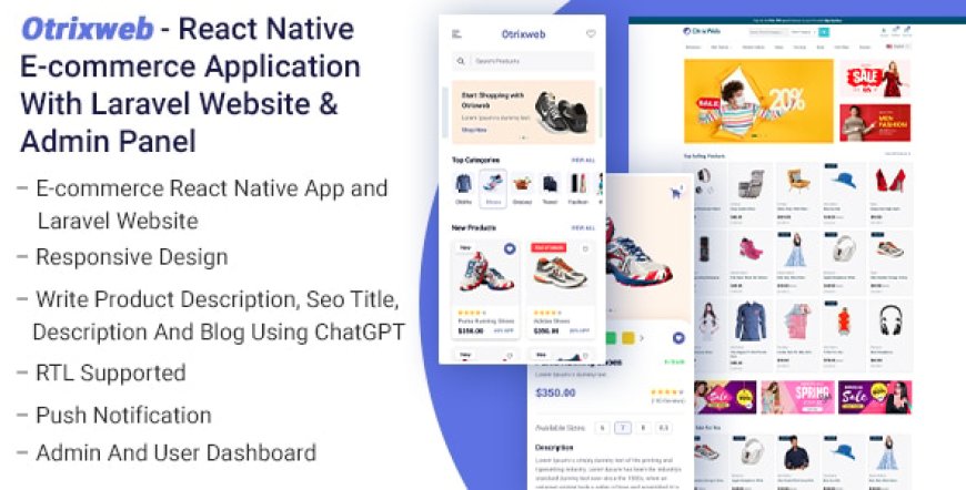 Otrixweb v1.3.0 - React Native Ecommerce Application With Laravel Website