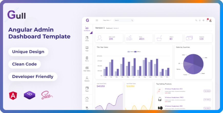 Gull - Angular18 +  Admin Dashboard Template