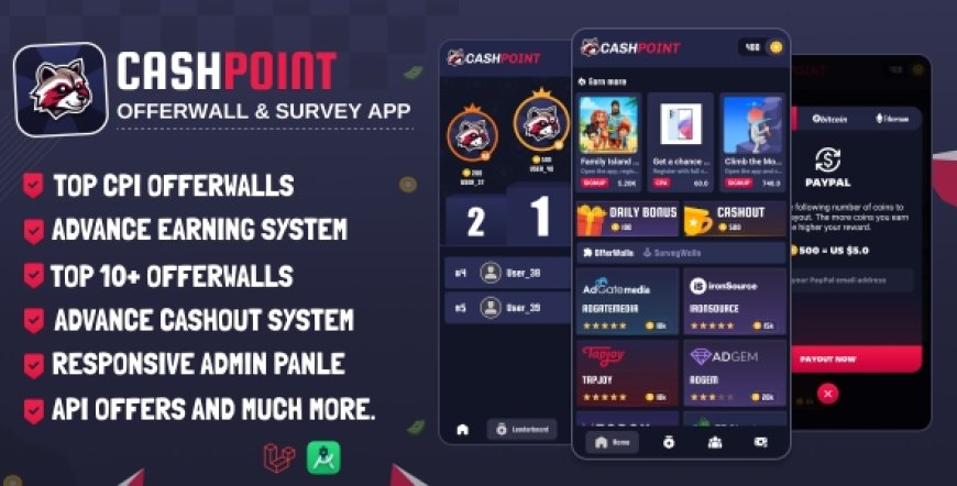 CashPoint Offers & Survay App with Admin Panel v1.8 - nulled