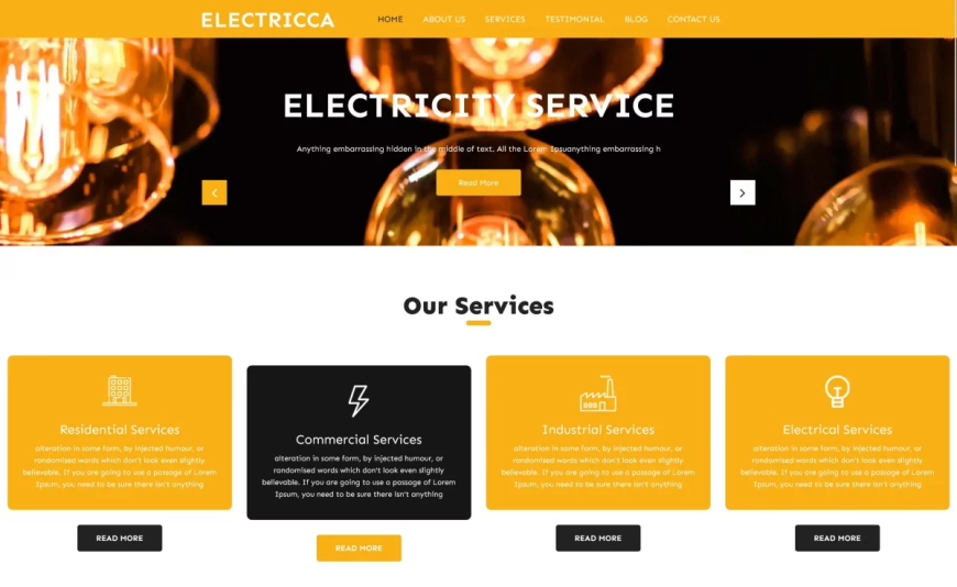 Electricca – Bootstrap 4 Corporate Website Template