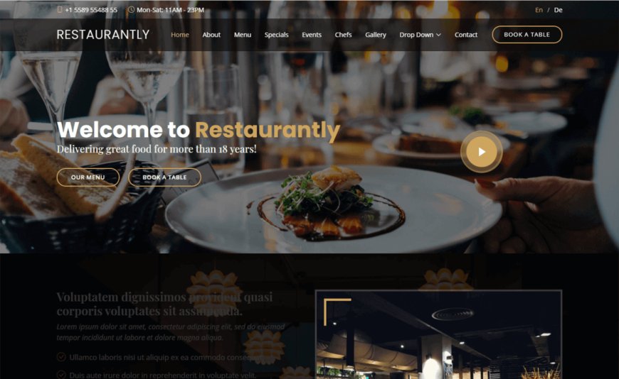 Restaurantly – Bootstrap 5 HTML5 Restaurant Website Template