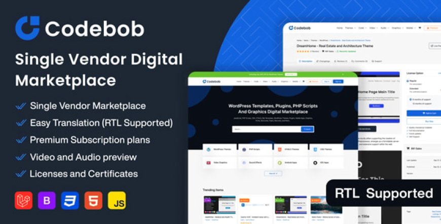 Codebob v1.0 - Single-Vendor Digital Marketplace - nulled