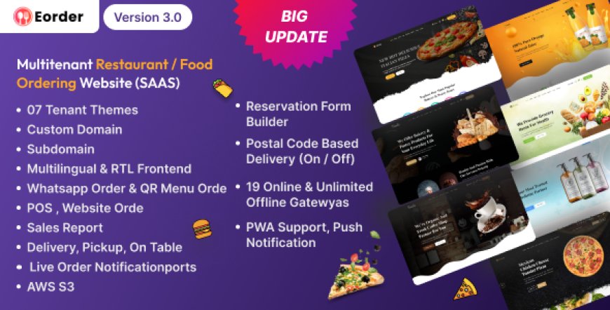 Eorder v3.0 - Multitenant Restaurant / Food Ordering Website (SAAS)